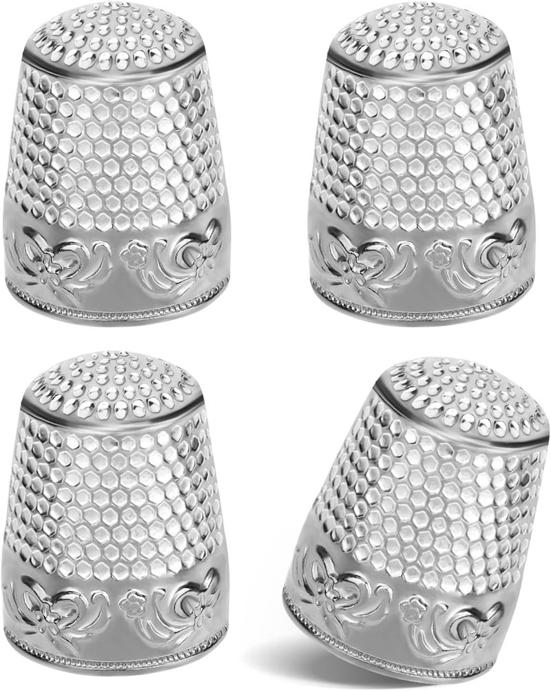 ZMAAGG 4PCS Sewing Thimbles for Hand Sewing, Metal Finger Protector, Quilting Craft Accessories for Knitting Needlework DIY Tools - Image 1